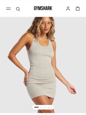 Gymshark Rib Dress - Stone Grey Mari